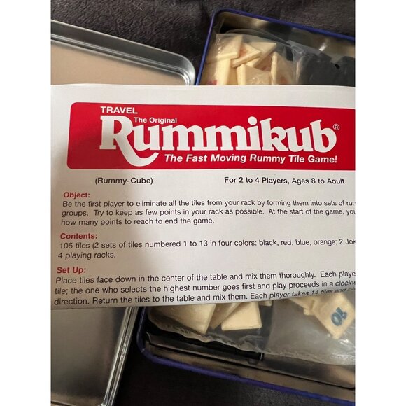 The Original Rummikub Travel Game Tin For 2-4 Players Ages 8+ By Pressman - Picture 3 of 4